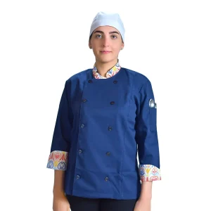 DÓLMÃ MARINHO DE BOTOES DE BRIM COM DETALHES PUNHO E GOLA